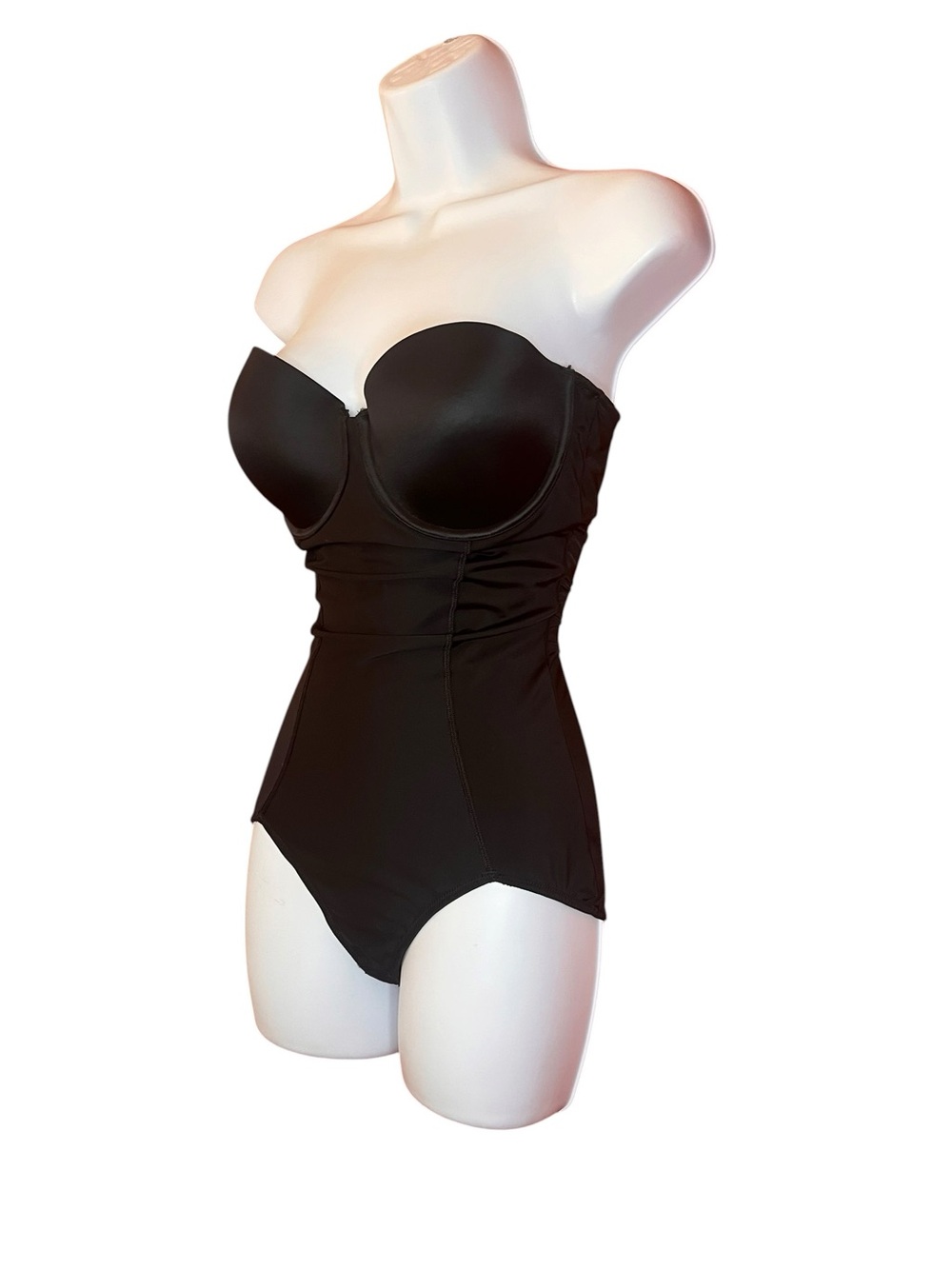 SPANX Boosty Yay Strapless Black Shaping Bodysuit M 36B/34C/32D